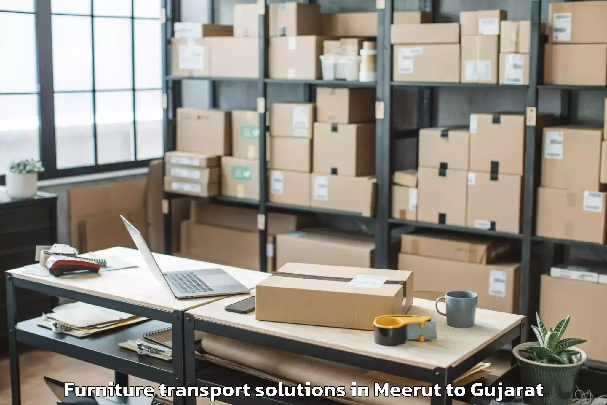 Top Meerut to Kharod Furniture Transport Solutions Available